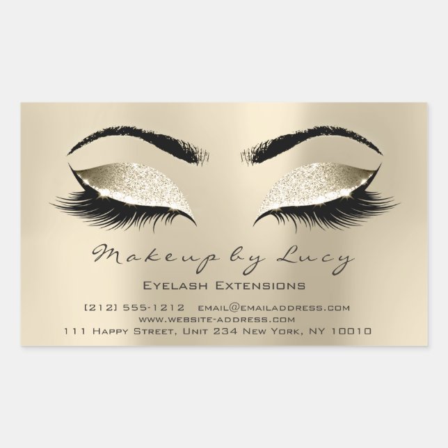 Lash Extension Makeup Beauty Champaigne Glitter Sticker (Front)