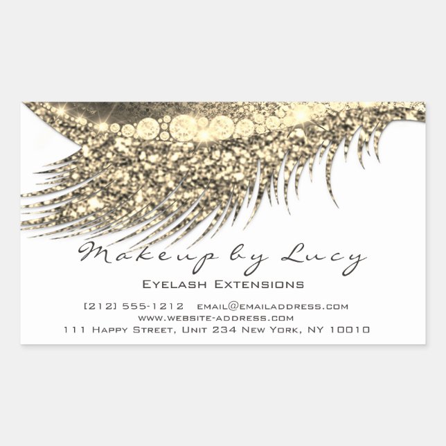 Lash Extension Makeup Beauty Gold White Glitter Sticker (Front)