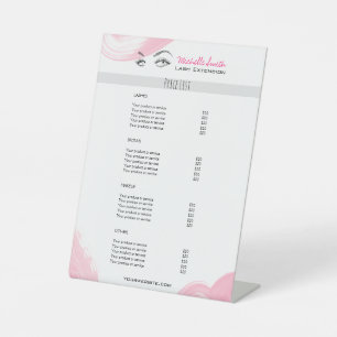 Lash extension Minimalist Lash Services Price List Pedestal Sign