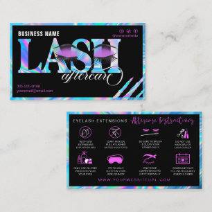 Lash Extensions Aftercare Holographic Glitter Eyes Business Card