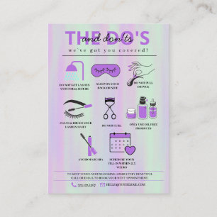 Lash Extensions Aftercare Instructions Business Ca Business Card
