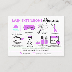 Lash Extensions Aftercare Instructions Business Ca Business Card