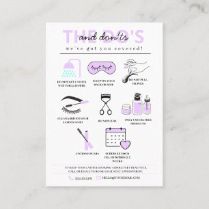 Lash Extensions Aftercare Instructions Business Ca Business Card