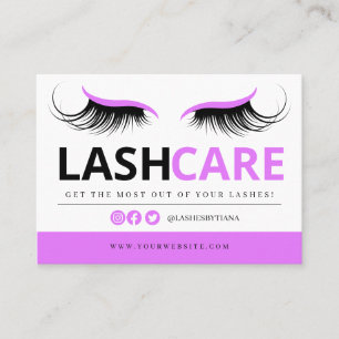 Lash Extensions Aftercare Instructions Business Ca Card