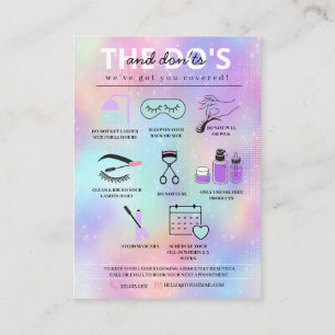 Lash Extensions Aftercare Instructions Business Card