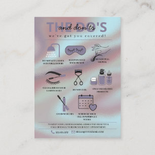 Lash Extensions Aftercare Instructions Business Card