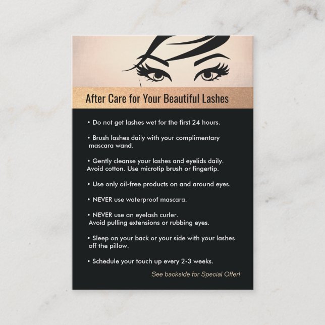 Lash Extensions Aftercare Instructions & Referral (Front)