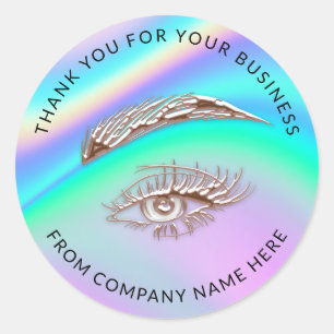 Lash Logo Name Web Holograph Thank You Eyes Classic Round Sticker