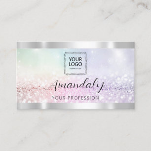 Lash Nails QRCode Logo Elegant Glitter Business Card
