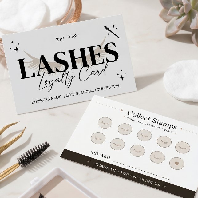 Lash Rewards Black Minimalist Loyalty Card  (Creator Uploaded)