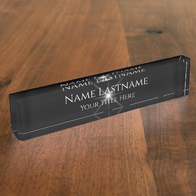 Lash Salon Makeup Artist Minimal Black White VIP Nameplate (Side)