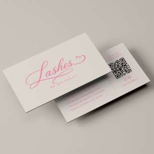 Lash Tech Elegant Lashes Script Pink Sand Business Card