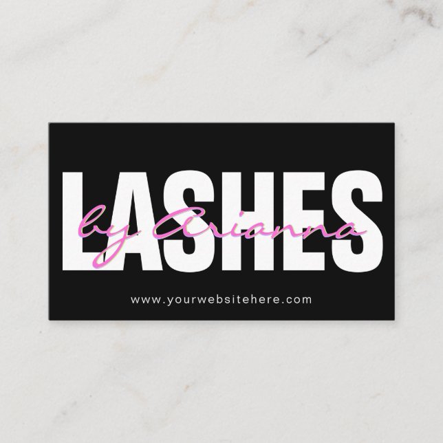 Lash Tech Eyelash Extensions Lashes Boutique Neon  Business Card (Front)