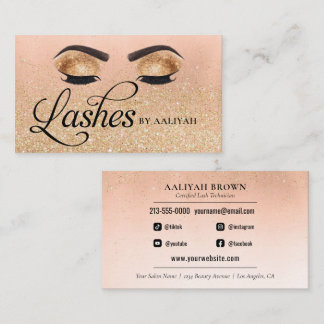 Lash Tech Gold Glam Glitter Eyes Beauty Salon Business Card
