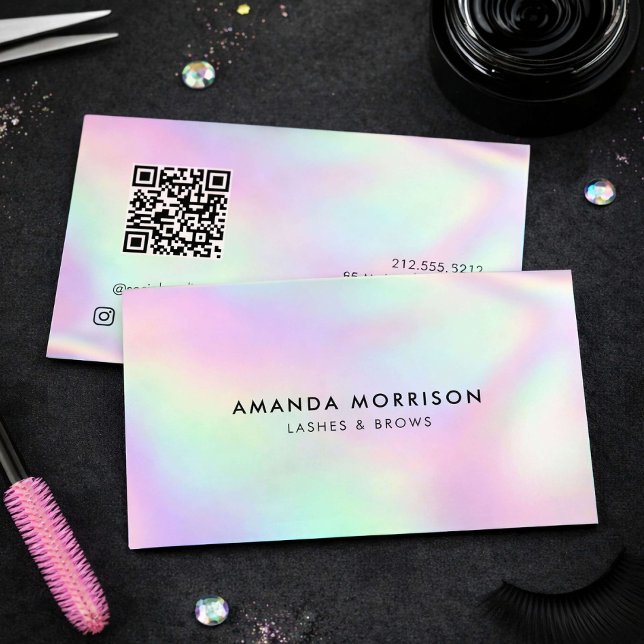 Lash Tech QR Code Holographic Business Card (Creator Uploaded)
