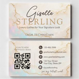 Lash Technician Opal Stone QR Code Business Card