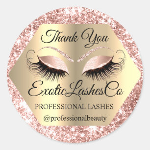 Lash Thank YOU  Makeup Artist Gold  Eyes Rose Classic Round Sticker