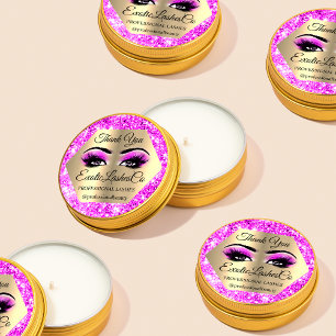 Lash Thank YOU Makeup Lashes Gold Hot Pink Classic Round Sticker