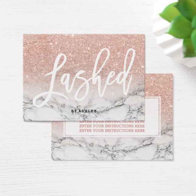 Lashed aftercare typography rose gold marble (Desk)