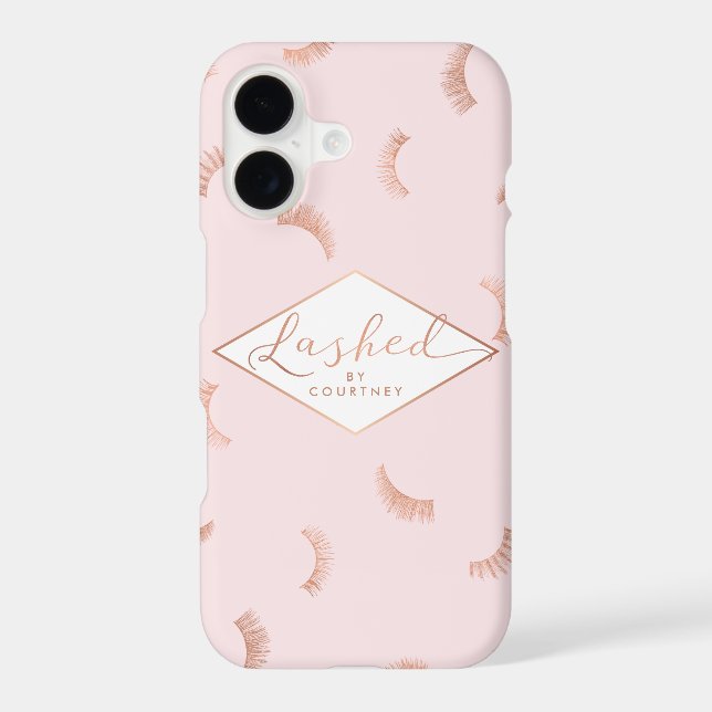 Lashed Text Lashes Pattern Pink/Rose Gold (Back)