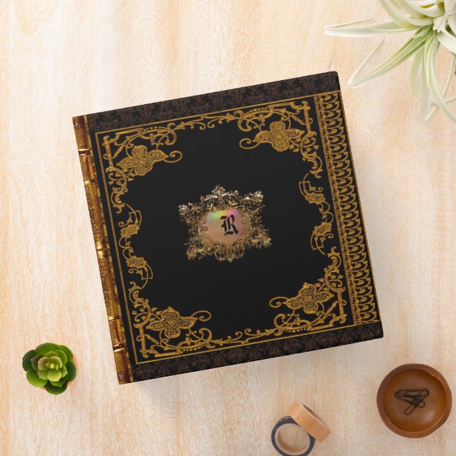 Lasher Antiqued Victorian III Monogram Binder (In Situ)