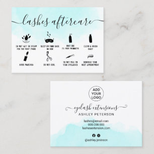 lashes aftercare illustrations blue watercolor business card