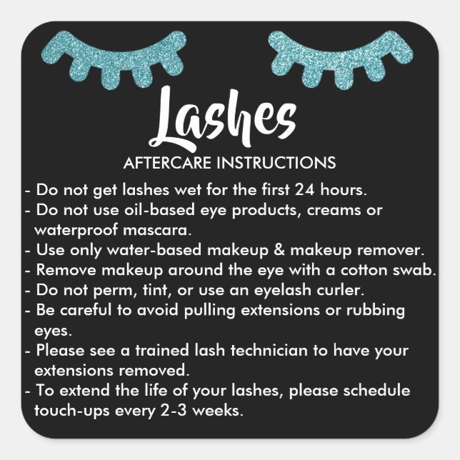 Lashes AFTERCARE INSTRUCTIONS Sticker (Front)