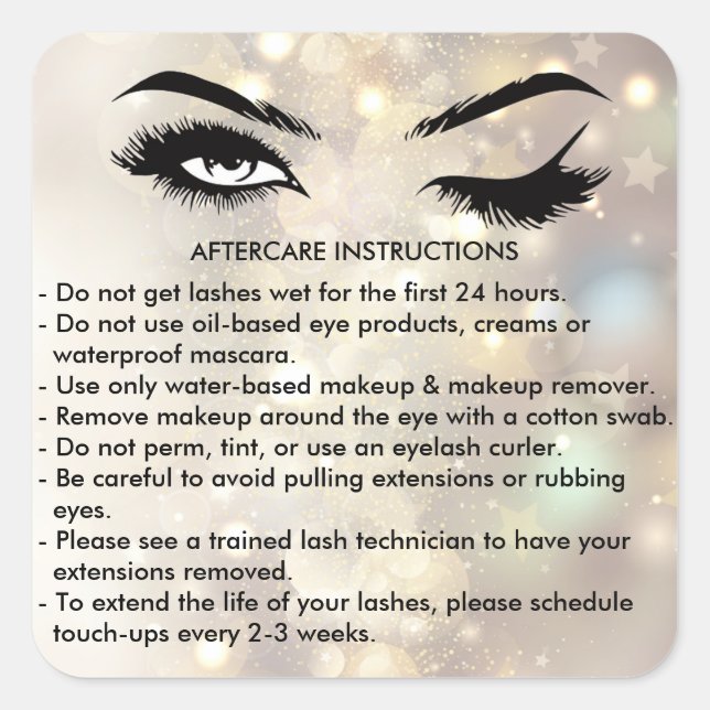 Lashes AFTERCARE INSTRUCTIONS Sticker (Front)