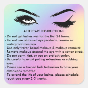 Lashes AFTERCARE INSTRUCTIONS Sticker