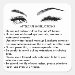 Lashes AFTERCARE INSTRUCTIONS Sticker