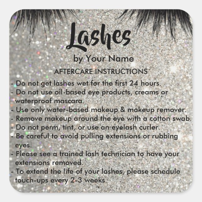 Lashes AFTERCARE INSTRUCTIONS Sticker (Front)