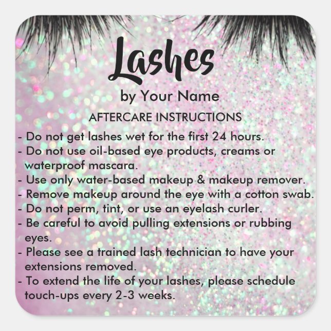 Lashes AFTERCARE INSTRUCTIONS Sticker (Front)