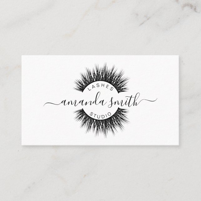 Lashes artist  in black colour  business card (Front)