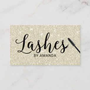 Lashes Black Script Shimmer Ivory Lash Extension Business Card