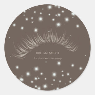 Lashes brown  classic, shine classic round sticker