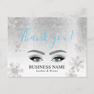 Lashes Brows Beauty Salon Winter Snowflake Holiday Postcard