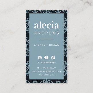 LASHES & BROWS cute vintage black turquoise blue Business Card