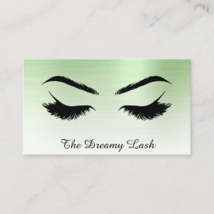 *~* Lashes Brows Extensions QR Metal CELERY GREEN Business Card