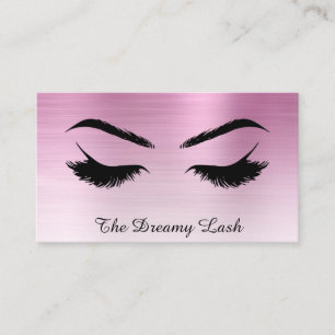*~* Lashes Brows Extensions QR Metal DUSTY ROSE Business Card