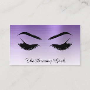 *~* Lashes Brows Extensions QR Metal ROYAL PURPLE Business Card