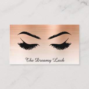 *~* Lashes Brows Extensions QR Metallic ROSE GOLD Business Card