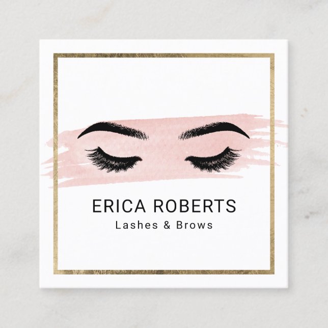 Lashes & Brows Makeup Artist Blush Beauty Salon Square Business Card (Front)