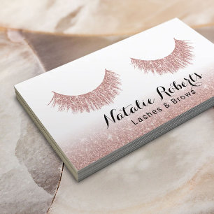 Lashes & Brows Makeup Artist Modern Rose Gold Business Card