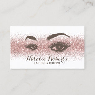 Lashes & Brows Makeup Artist Rose Gold Glitter Business Card