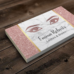 Lashes Brows Makeup Artist Rose Gold & Marble Business Card