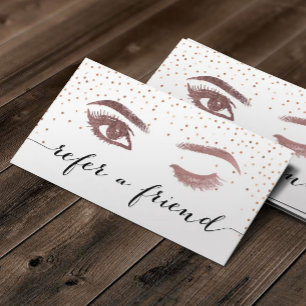 Lashes & Brows Makeup Artist Rose Gold Referral Card