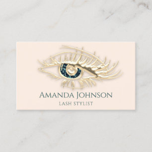 Lashes Brows Makeup Logo Gold Ivory Qr Code Business Card