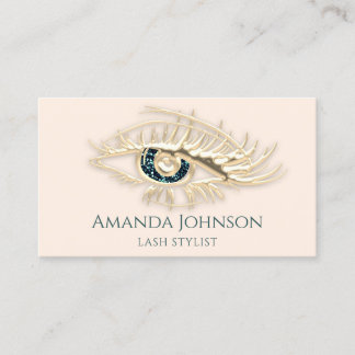 Lashes Brows Makeup Logo Gold Ivory Qr Code Business Card
