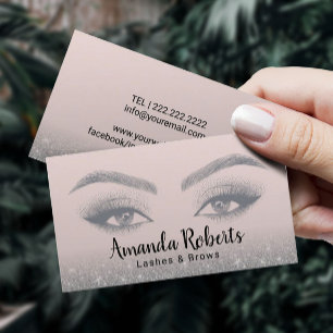Lashes & Brows Microblading Trendy Cream & Grey Business Card