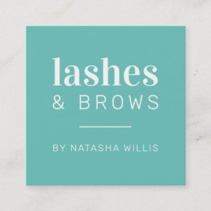 LASHES & BROWS modern minimalist mint green black Square Business Card